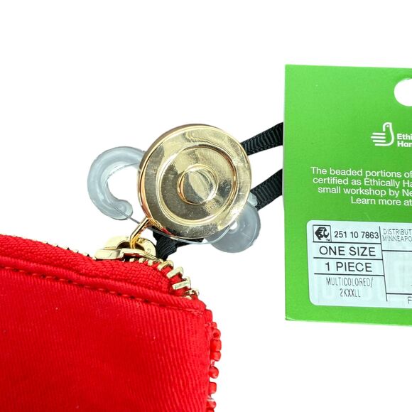 Kate Spade New York GOING TO TARGET Beaded Clutch Red White Cotton Pockets NWT - Picture 8 of 12